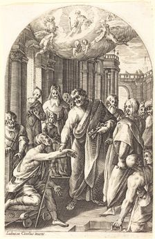 Peter and John Healing the Lame, 1608/1611. Creator: Jacques Callot