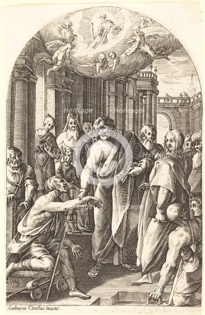 Peter and John Healing the Lame, 1608/1611. Creator: Jacques Callot.