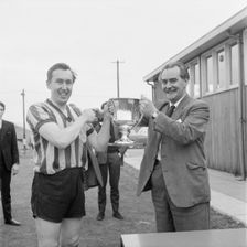 Peter Hipkin, captain of the Laing Sports Club's 1st football team, 27/04/1963. Creator: John Laing plc