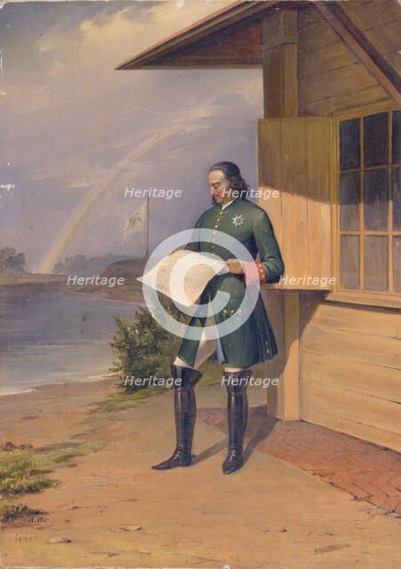 Peter I on the Bank of the Neva River, 1843. Artist: Ivanov, Anton Ivanovich (1818-1864)