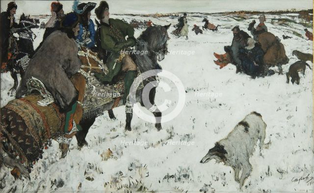 Peter I On The Hunt, 1902. Artist: Serov, Valentin Alexandrovich (1865-1911)