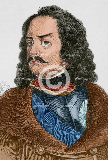 Peter I, (Peter the Great) (1672-1725), Tsar and Emperor of al the Russias, 1839. Detail.  Creator: Augustin François Lemaitre.
