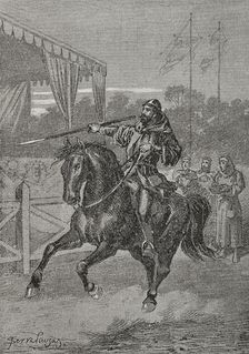 Peter III of Aragon in the arena at Bordeaux , 1283, (1890). Creator: Joan Serra y Pausas