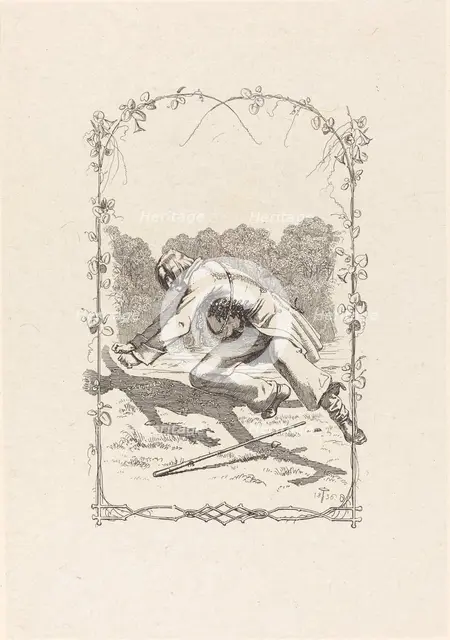 Peter Schlemihl Chasing His Shadow, 1836. Creator: Adolf Schrödter.