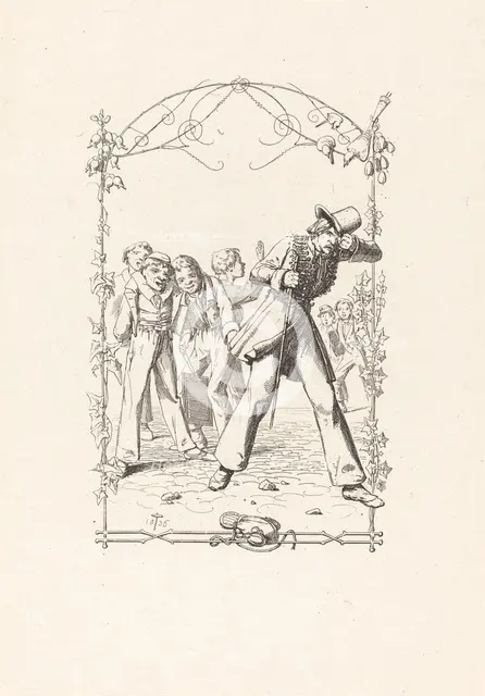 Peter Schlemihl Taunted for His Lack of Shadow, 1836. Creator: Adolf Schrödter.