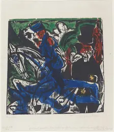 Peter Schlemihls wundersame Geschichte: Begegnung Schlemihls mit dem grauen..., 1915. Creator: Ernst Kirchner