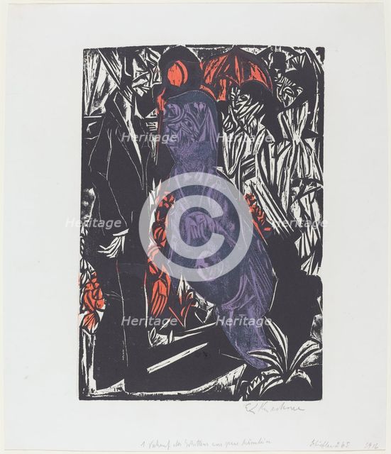 Peter Schlemihls wundersame Geschichte: Der Verkauf des Schattens (Peter Schlemihl's..., 1915. Creator: Ernst Kirchner.