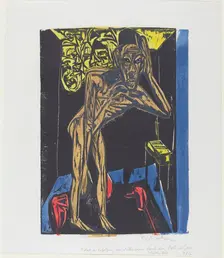 Peter Schlemihls wundersame Geschichte: Schlemihl in der Einsamkeit des Zimmers..., 1915. Creator: Ernst Kirchner