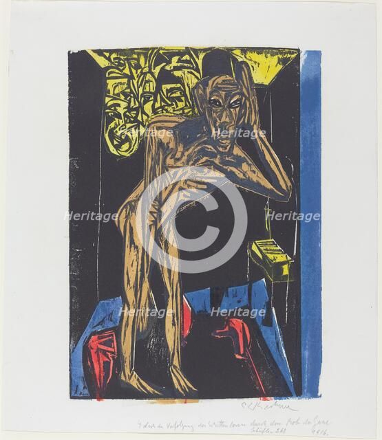 Peter Schlemihls wundersame Geschichte: Schlemihl in der Einsamkeit des Zimmers..., 1915. Creator: Ernst Kirchner.