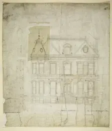 Peter Schuttler II House, Chicago, Illinois, Front Elevation, c. 1873-74. Creator: Bauer & Loebnitz