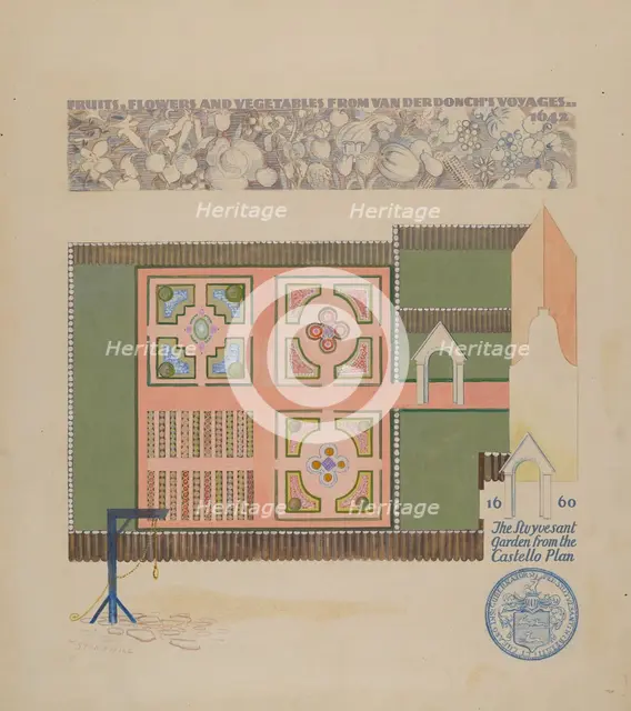 Peter Stuyvesant Garden, c. 1936. Creator: George Stonehill.