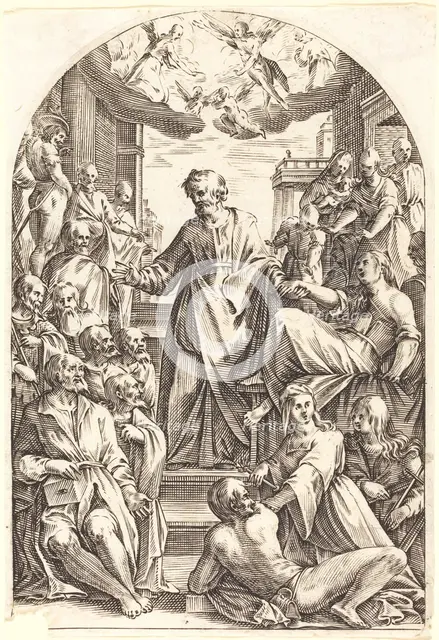 Peter Raising Tabitha, 1608/1611. Creator: Jacques Callot.