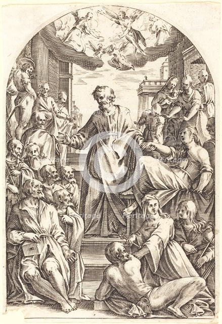 Peter Raising Tabitha, 1608/1611. Creator: Jacques Callot.