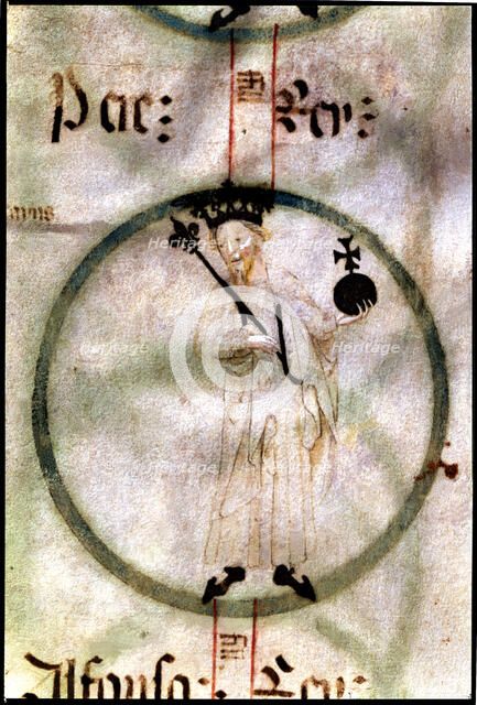 Peter 'The Great', II of Catalonia and III of Aragón (1239-1285), son of King James I, miniature …