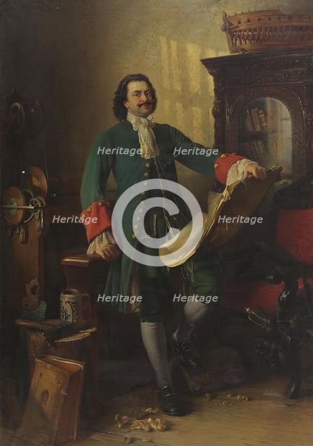 Peter the Great in His Studio, 1870. Creator: Konstantin Makovsky.