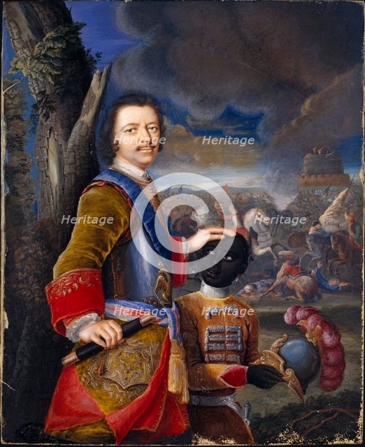 Peter the Great with his page Abraham Hannibal, ca 1720.