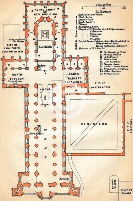 'Peterborough Cathedral', c20th Century. Artist: John Bartholomew.