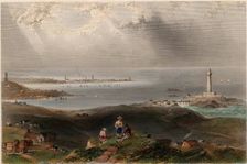 Peterhead, (View from the South showing Lighthouse) DA, c1840s. Creator: William Henry Bartlett