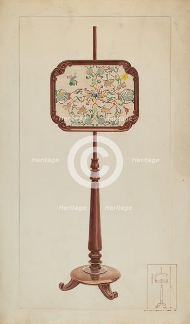 Petit Point Fire Screen, c. 1937. Creator: Ernest A Towers Jr.