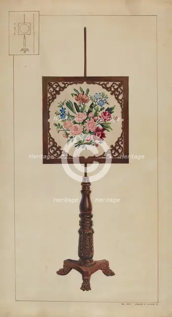 Petit Point Fire Screen, c. 1937. Creator: Ernest A Towers Jr.