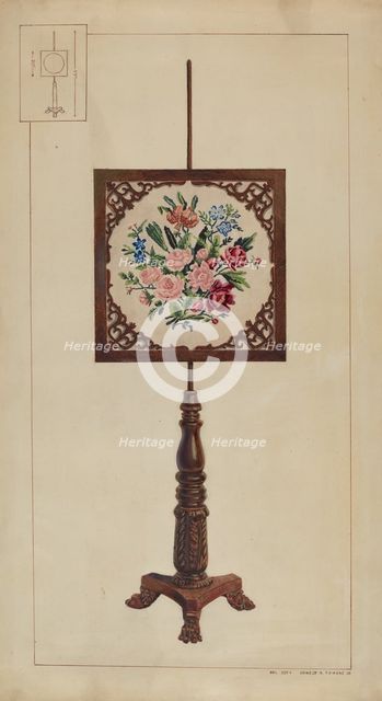 Petit Point Fire Screen, c. 1937. Creator: Ernest A Towers Jr.
