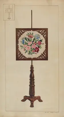 Petit Point Fire Screen, c. 1937. Creator: Ernest A Towers Jr