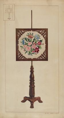 Petit Point Fire Screen, c. 1937. Creator: Ernest A Towers Jr