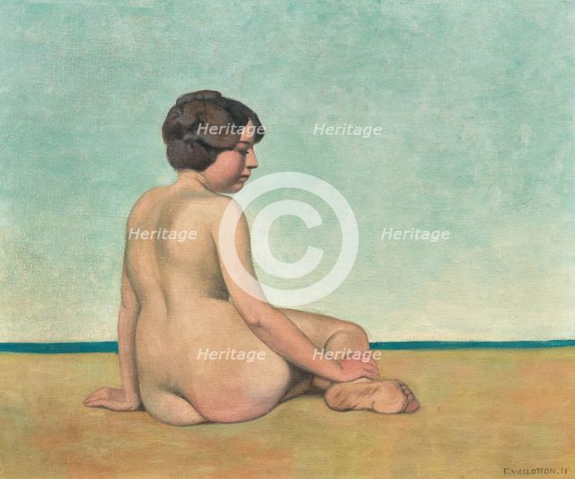 Petite baigneuse assise sur le sable, 1911. Creator: Vallotton, Felix Edouard (1865-1925).