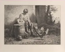 Petits, petits!!, 1864. Creator: Charles Emile Jacque