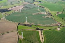 Petsoe Manor Wind Farm and the site of St Martin's Chapel, Ekeney, Milton Keynes, 2018. Creator: Damian Grady