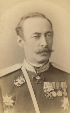 Petr Apollonovich Gresser, half-length portrait, facing slightly right..., between 1880 and 1886. Creator: Unknown