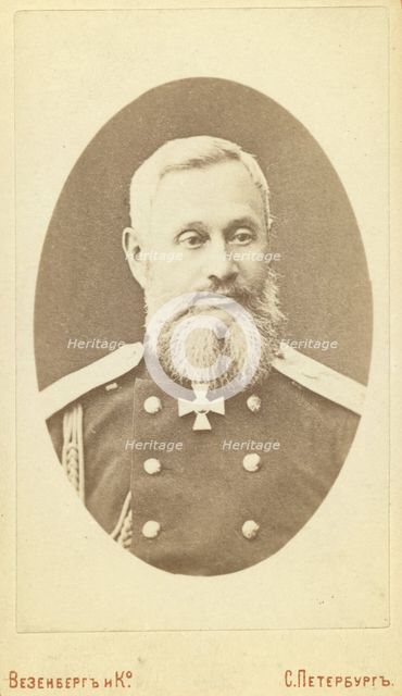 Petr Semenovich Vannovski, head-and-shoulders portrait, facing slightly..., between 1880 and 1886. Creator: Vezenberg & Co.