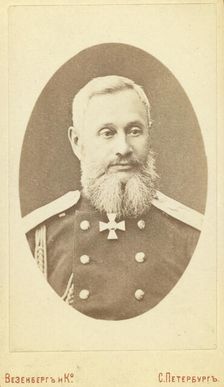 Petr Semenovich Vannovski, head-and-shoulders portrait, facing slightly..., between 1880 and 1886. Creator: Vezenberg & Co