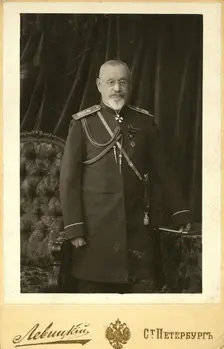 Petr Semenovich Vannovskii, full-length portrait, standing, facing front, between 1870 and 1890. Creator: Unknown