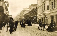 Petrovka Street in winter, Moscow, Russia, 1912