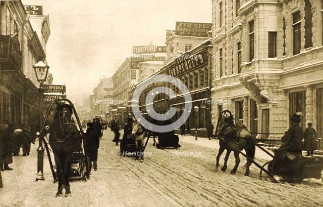 Petrovka Street in winter, Moscow, Russia, 1912. Artist: Unknown