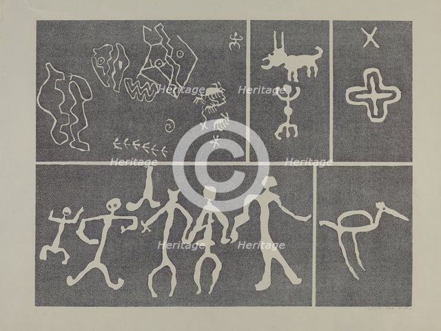 Petroglyph - Animal, 1935/1942. Creator: Lala Eve Rivol.