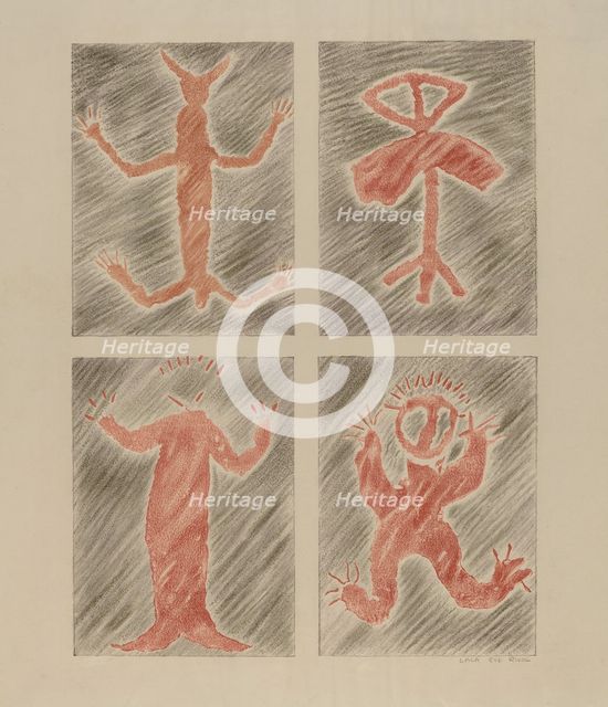 Petroglyph Design, 1935/1942. Creator: Lala Eve Rivol.