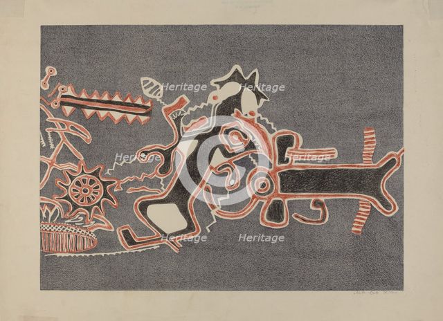 Petroglyph Design, 1935/1942. Creator: Lala Eve Rivol.