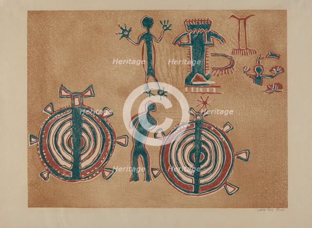 Petroglyph Design, 1935/1942. Creator: Lala Eve Rivol.