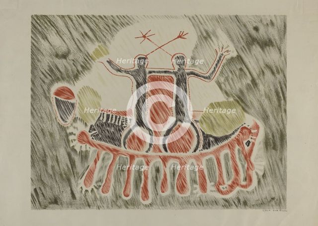 Petroglyph - Human Figures, 1935/1942. Creator: Lala Eve Rivol.