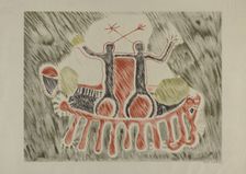 Petroglyph - Human Figures, 1935/1942. Creator: Lala Eve Rivol