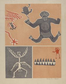 Petroglyph - Human Figures, 1935/1942. Creator: Lala Eve Rivol