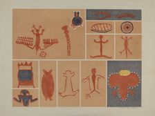 Petroglyph - Human Figures, 1935/1942. Creator: Lala Eve Rivol