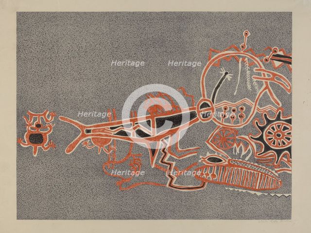 Petroglyph - Human Figures, 1935/1942. Creator: Lala Eve Rivol.