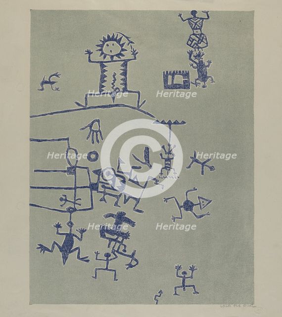 Petroglyph - Signs, 1935/1942. Creator: Lala Eve Rivol.