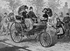 Petrol-driven car by Benz & Co., capable of 16 km per hour, c1890s. Creator: Unknown