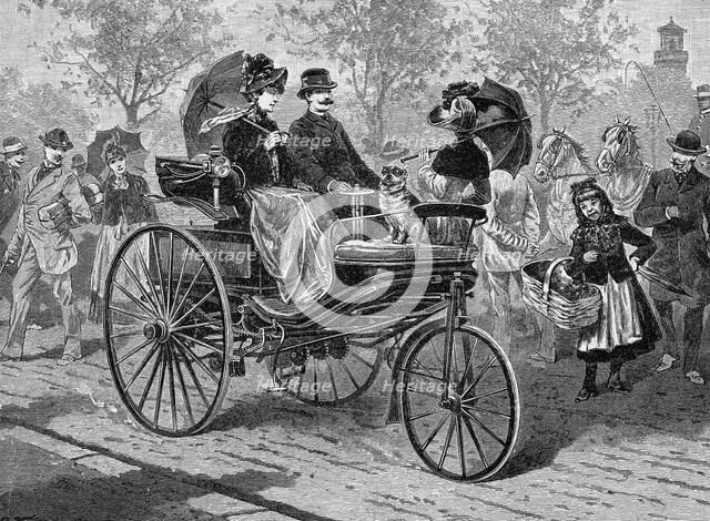 Petrol-driven car by Benz & Co., capable of 16 km per hour, c1890s. Artist: Unknown