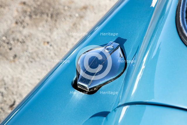 Petrol filler cap of a 1961 Aston Martin DB4 GT SWB lightweight. Creator: Unknown.