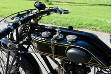 Petrol tank of a 1927 AJS Big Port motorcycle. Creator: Unknown